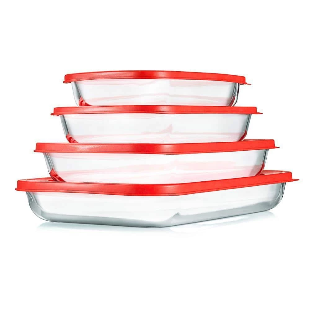 4-Piece Red Glass Bakeware Set by NutriChef 1 4-Piece Red Glass Bakeware Set by NutriChef