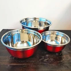 Rosamond 3-Piece Stainless Steel Mixing Bowl Set by Oster -Cheap Bakeware Store red oster mixing bowls 985101185m 4f 1000
