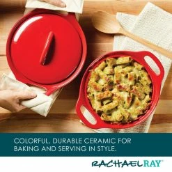 3-Piece Red Ceramics Bakeware Set with Lid by Rachael Ray -Cheap Bakeware Store red rachael ray bakeware sets 48422 1f 1000