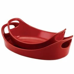 Bubble and Brown 2-Piece Oval Ceramic Baker Set by Rachael Ray