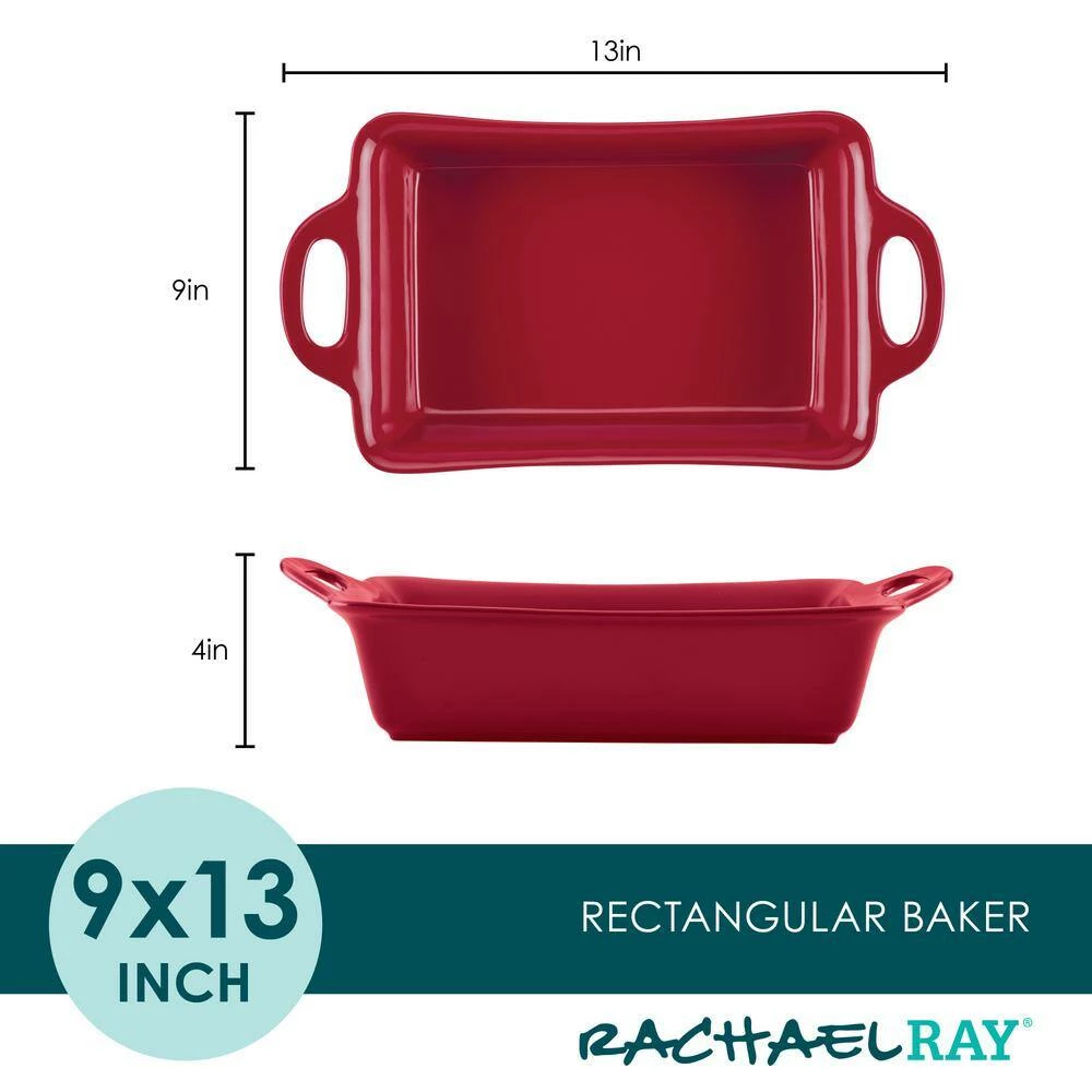 9 in. x 13 in. Red Ceramics Rectangular Baker by Rachael Ray 5 9 in. x 13 in. Red Ceramics Rectangular Baker by Rachael Ray - Image 5