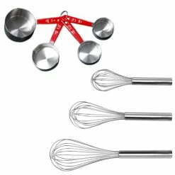 7-Piece 18/10 Stainless Steel Bake Set 3-Piece Whisks and 4-Piece Measuring Cup Set by BergHOFF