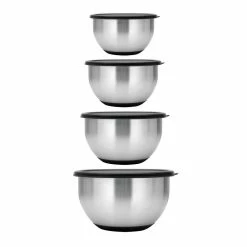 Essentials Geminis 8-Piece 18/10 Stainless Steel Mixing Bowl Set with Lids by BergHOFF