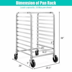 Aluminum 10 Sheet Bun and Sheet Pan Rack with Rolling Casters by ANGELES HOME -Cheap Bakeware Store silver cooling racks m44 8kc420 1f 1000