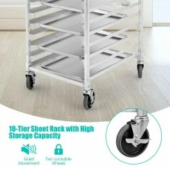 Aluminum 10 Sheet Bun and Sheet Pan Rack with Rolling Casters by ANGELES HOME -Cheap Bakeware Store silver cooling racks m44 8kc420 76 1000