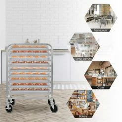 Aluminum 10 Sheet Bun and Sheet Pan Rack with Rolling Casters by ANGELES HOME -Cheap Bakeware Store silver cooling racks m44 8kc420 c3 1000