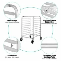 Aluminum 10 Sheet Bun and Sheet Pan Rack with Rolling Casters by ANGELES HOME -Cheap Bakeware Store silver cooling racks m44 8kc420 fa 1000