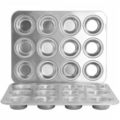 2-Piece Aluminum 12-Cup Muffin Pan Set in Silver by MARTHA STEWART