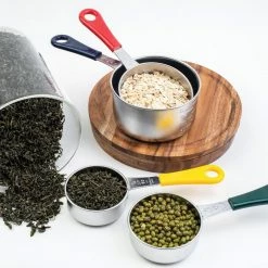 4-Piece Stainless Steel Measuring Cup Set by Fox Run -Cheap Bakeware Store silver fox run measuring cups measuring spoons 4839 4f 1000