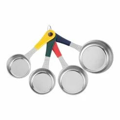 4-Piece Stainless Steel Measuring Cup Set by Fox Run -Cheap Bakeware Store silver fox run measuring cups measuring spoons 4839 77 1000