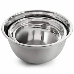 Rosamond 3-Piece Stainless Steel Mixing Bowl Set in Silver by Oster -Cheap Bakeware Store silver oster mixing bowls 985118818m 4f 1000