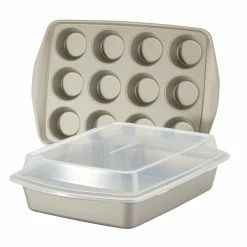 Nonstick Bakeware Set, 3-Piece, Silver by Rachael Ray