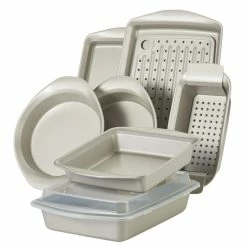Nonstick Bakeware Set, 10-Piece, Silver by Rachael Ray