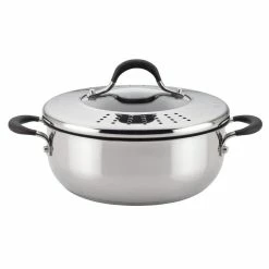 Momentum Stainless Steel Nonstick 4-Quart Covered Casserole with Locking Straining Lid by Circulon