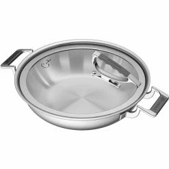 3 qt. Stainless Steel Dual-Handle Casserole Pan with Silicone Handles and Glass Lid with Convenient Rim Latch by Unbranded