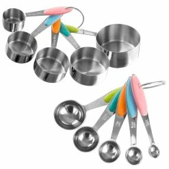 10-Piece Stainless Steel with Silicone Measuring Cups and Spoons Set by Classic Cuisine