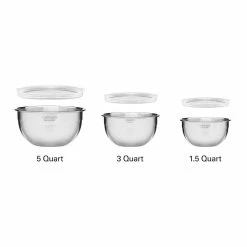 3-Piece Stainless Steel Mixing Bowl Set with Lids by Cuisinart -Cheap Bakeware Store stainless steel cuisinart mixing bowls ctg 00 smb 77 1000
