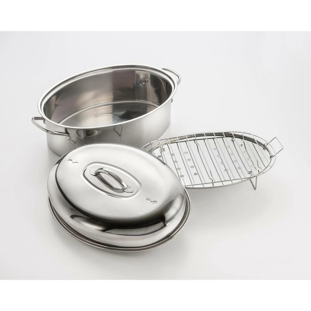 23 lb. All-In-1 Stainless Steel High Dome Roaster and Fish Poacher by ExcelSteel 3 23 lb. All-In-1 Stainless Steel High Dome Roaster and Fish Poacher by ExcelSteel - Image 3
