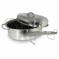 23 lb. All-In-1 Stainless Steel High Dome Roaster and Fish Poacher by ExcelSteel