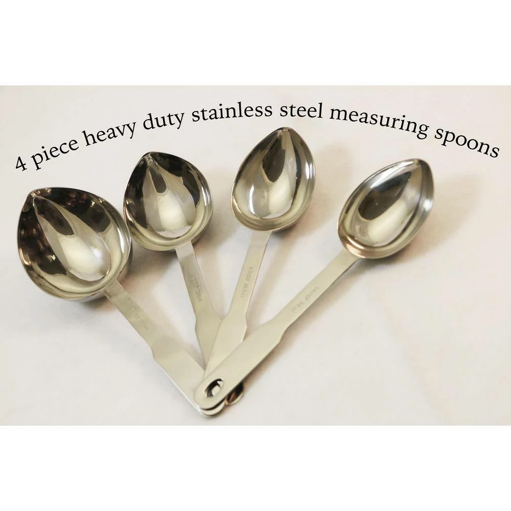 4-Piece Heavy Duty Stainless Steel Measuring Spoon Set by ExcelSteel 5 4-Piece Heavy Duty Stainless Steel Measuring Spoon Set by ExcelSteel - Image 5
