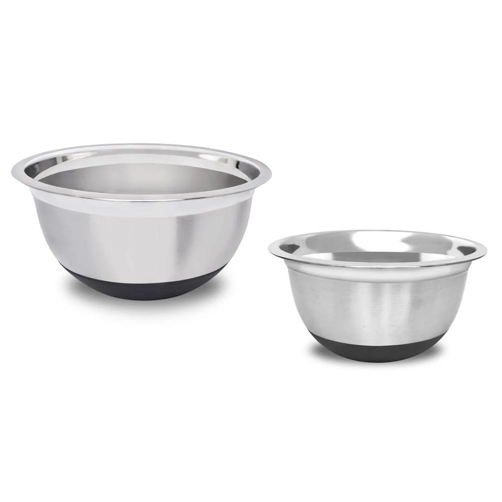 4.5 Qt.,, 4 Qt., 2-Piece Stainless Steel Mixing Bowl Set with Silicone Base by Unbranded 1 4.5 Qt.,, 4 Qt., 2-Piece Stainless Steel Mixing Bowl Set with Silicone Base by Unbranded