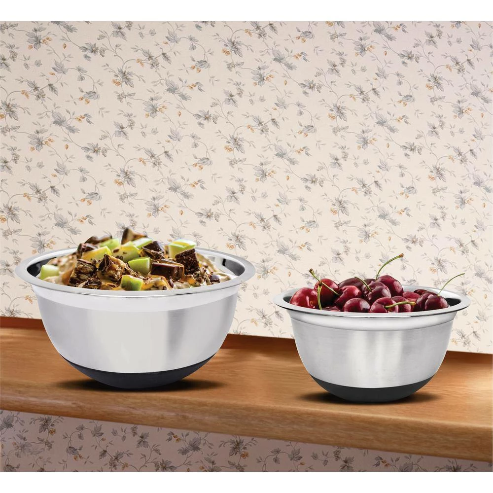 4.5 Qt.,, 4 Qt., 2-Piece Stainless Steel Mixing Bowl Set with Silicone Base by Unbranded 2 4.5 Qt.,, 4 Qt., 2-Piece Stainless Steel Mixing Bowl Set with Silicone Base by Unbranded - Image 2