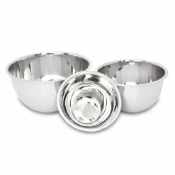 5.2 Qt.,, 3.25 Qt.,, 1.25 Qt., 3-Piece Stainless Steel Mixing Bowl Set by Unbranded 9 5.2 Qt.,, 3.25 Qt.,, 1.25 Qt., 3-Piece Stainless Steel Mixing Bowl Set by Unbranded -Cheap Bakeware Store stainless steel mixing bowls ds 45040 4f 1000