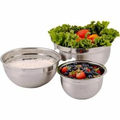 3-Piece Mixing Bowls with Lids Stainless Steel Kitchen Storage Bakeware Set by OVENTE