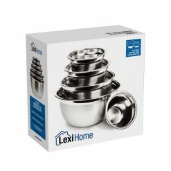 Stainless Steel Nested German Mixing Bowls (Set of 5) by LEXI HOME -Cheap Bakeware Store stainless steel satin finish mixing bowls lb5427 44 1000