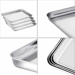 8-Piece Stainless Baking Tray with Rack Set (4 Pans + 4 Racks) by Velaze -Cheap Bakeware Store stainless steel velaze bakeware sets vlz bt04 4f 1000