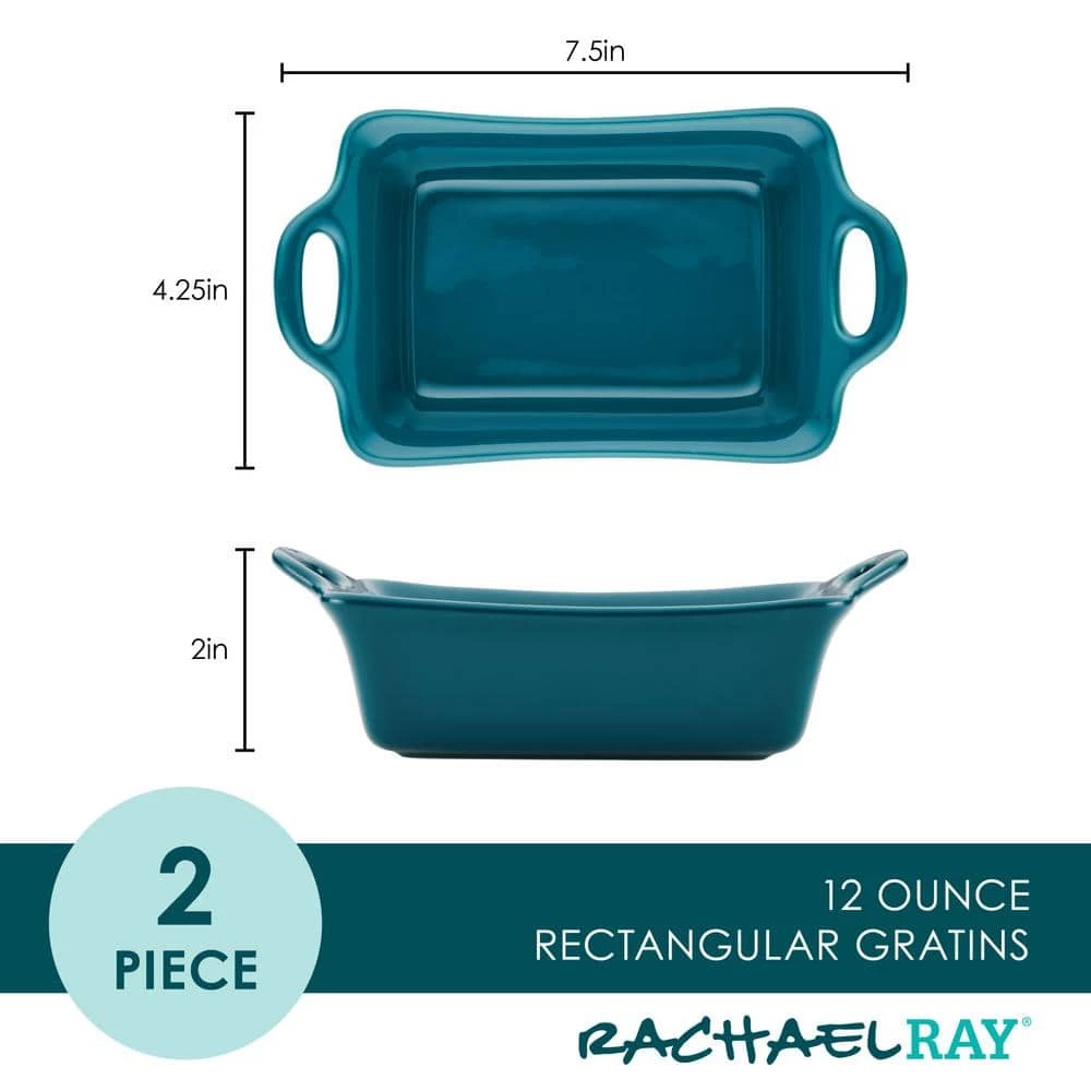Ceramics 2-Piece, Teal, Bakeware Set by Rachael Ray 3 Ceramics 2-Piece, Teal, Bakeware Set by Rachael Ray - Image 3