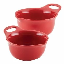 2-Piece Ceramic Red Mixing Bowl Set by Rachael Ray