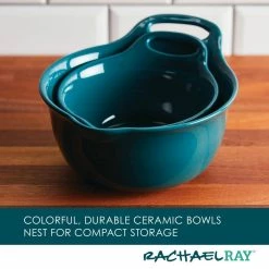 2-Piece Ceramic Teal Mixing Bowl Set by Rachael Ray -Cheap Bakeware Store teal rachael ray mixing bowls 48420 4f 1000