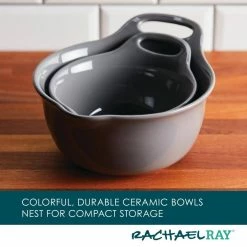 2-Piece Ceramic Dark Gray Mixing Bowl Set by Rachael Ray -Cheap Bakeware Store teal rachael ray mixing bowls 48421 1f 1000