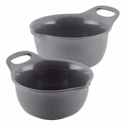 2-Piece Ceramic Dark Gray Mixing Bowl Set by Rachael Ray
