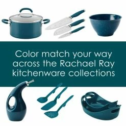 Create Delicious 4 qt. Cast Iron Casserole Dish in Teal Shimmer with Griddle Lid by Rachael Ray -Cheap Bakeware Store teal shimmer rachael ray casserole dishes 47873 1f 1000