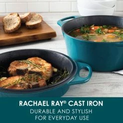 Create Delicious 4 qt. Cast Iron Casserole Dish in Teal Shimmer with Griddle Lid by Rachael Ray -Cheap Bakeware Store teal shimmer rachael ray casserole dishes 47873 31 1000
