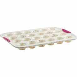 24-Count Mini Muffin Structure Silicone Confetti Fuchsia Baking Pan by Trudeau