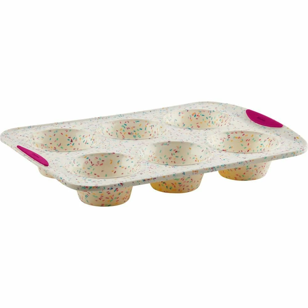 12-Count Dome Cake Structure Silicone Confetti Fuchsia Baking Pan by Trudeau 1 12-Count Dome Cake Structure Silicone Confetti Fuchsia Baking Pan by Trudeau
