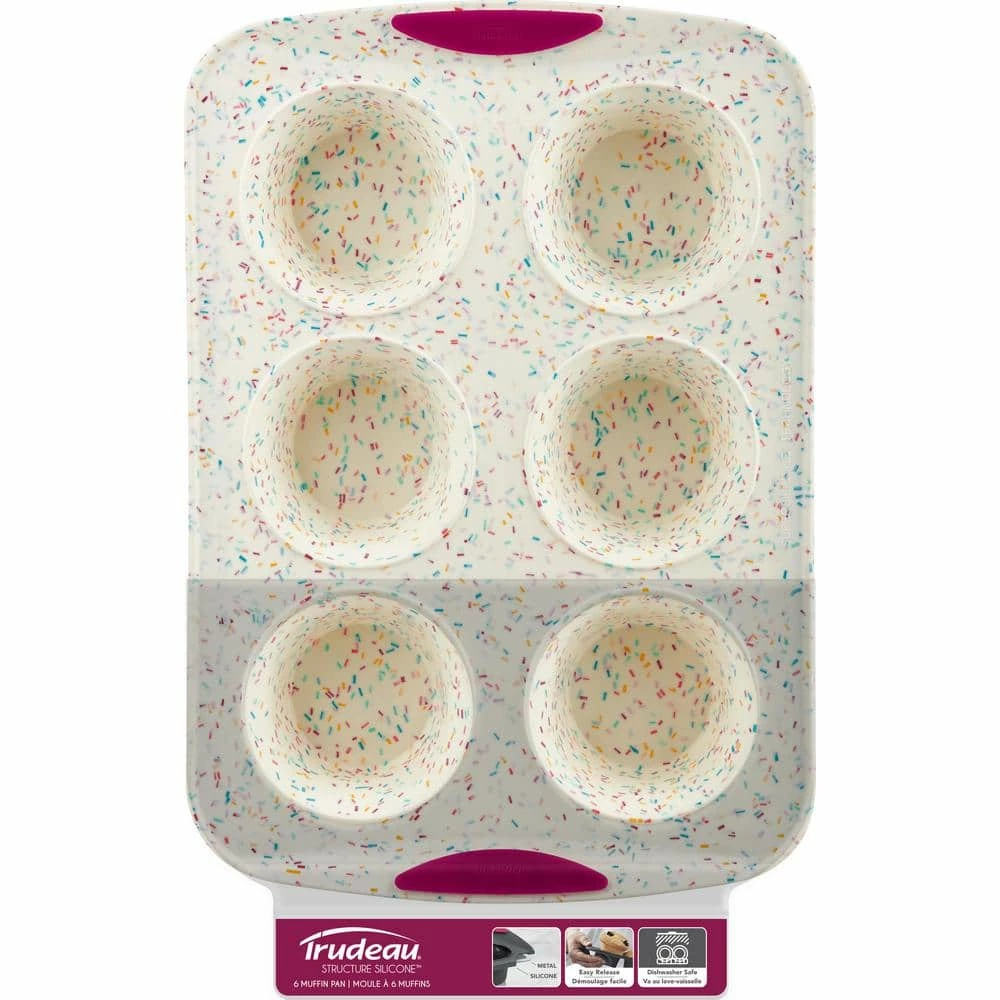 12-Count Dome Cake Structure Silicone Confetti Fuchsia Baking Pan by Trudeau 2 12-Count Dome Cake Structure Silicone Confetti Fuchsia Baking Pan by Trudeau - Image 2