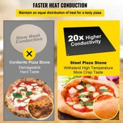 Pizza Pans 16.1 in. x 14.2 in. x 0.4 in. Non-stick Steel Baking Steel Pizza Stone with 20x Higher Conductivity, Black by VEVOR -Cheap Bakeware Store vevor pizza pans psg4136cm10mmm9bev0 1f 1000