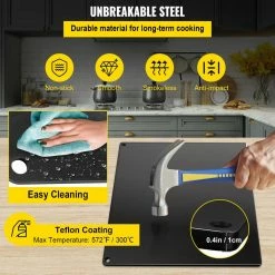 Pizza Pans 16.1 in. x 14.2 in. x 0.4 in. Non-stick Steel Baking Steel Pizza Stone with 20x Higher Conductivity, Black by VEVOR -Cheap Bakeware Store vevor pizza pans psg4136cm10mmm9bev0 4f 1000