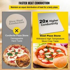 Pizza Stone 14.2 in. x 20 in. x 0.2 in. Steel Pizza Plate 20x Higher Conductivity Pizza Pan for Indoor & Outdoor, Silver by VEVOR -Cheap Bakeware Store vevor pizza pans psgb3651cm5mmo8gmv0 1f 1000