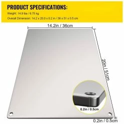 Pizza Stone 14.2 in. x 20 in. x 0.2 in. Steel Pizza Plate 20x Higher Conductivity Pizza Pan for Indoor & Outdoor, Silver by VEVOR -Cheap Bakeware Store vevor pizza pans psgb3651cm5mmo8gmv0 76 1000