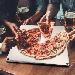 Steel Pizza Plate 14 in. x 14 in. x 0.4 in. High-Performance Square Pizza Pan with Wheel Cutter for Grill, Silver by VEVOR -Cheap Bakeware Store vevor pizza pans psgbbzk3636cm7k4kv0 31 1000