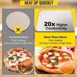 Steel Pizza Plate 14 in. x 20 in. x 0.4 in. Non-stick Surface Rectangle Pizza Stone with Pizza Cutter for Baking, Silver by VEVOR -Cheap Bakeware Store vevor pizza pans psgbbzk3651cmvadvv0 44 1000