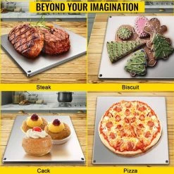 Pizza Steel Baking Stone 16 in. x 14 in. x 0.2 in. High-Performance Rectangle Steel Pizza Pan for Oven Cooking, Silver by VEVOR -Cheap Bakeware Store vevor pizza pans psgbjck4136cmyz21v0 76 1000