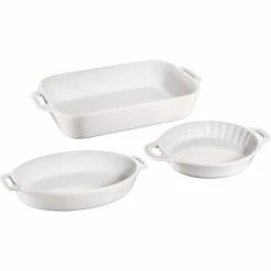 3-Piece Ceramic Casserole Dish Set in White by staub