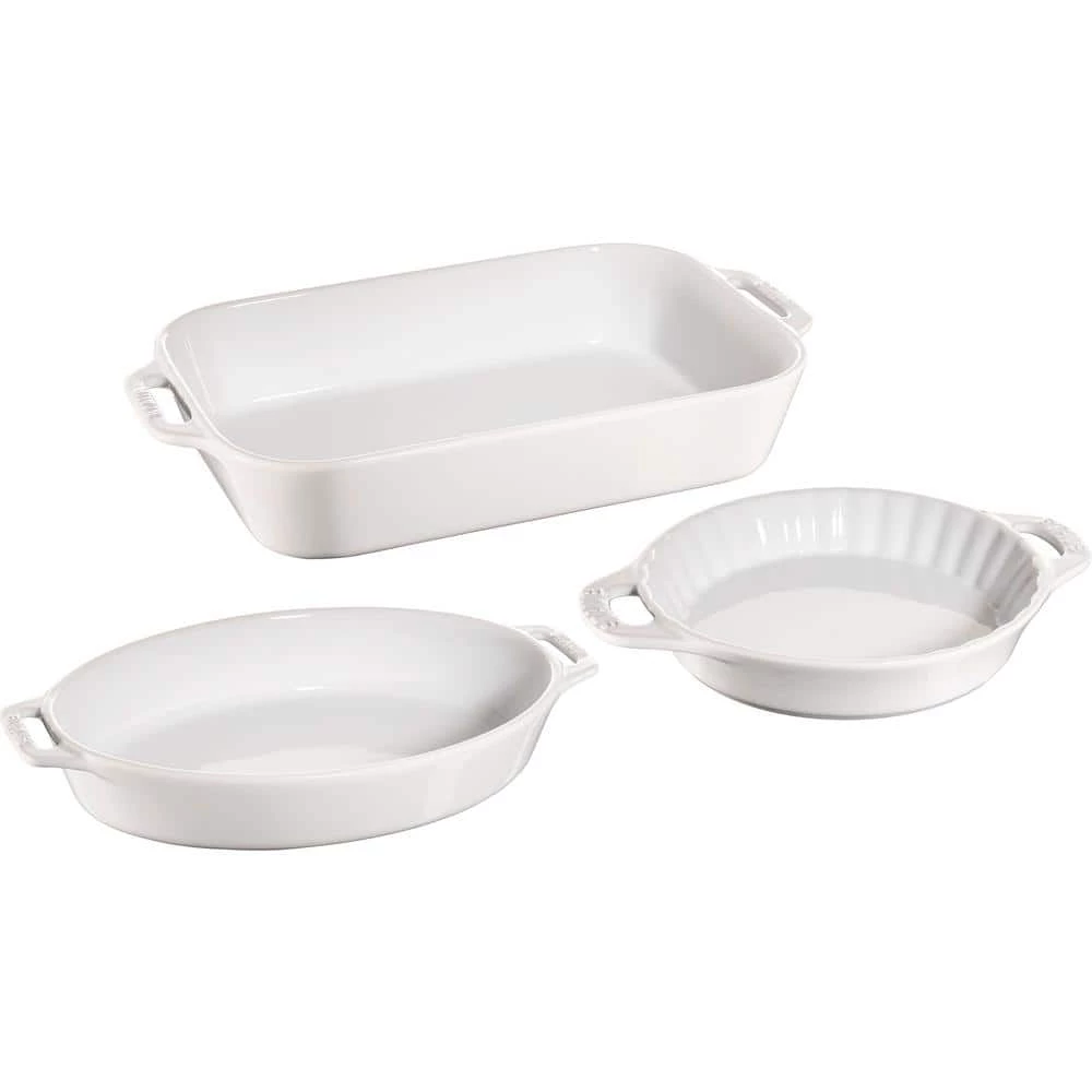 3-Piece Ceramic Casserole Dish Set in White by staub 1 3-Piece Ceramic Casserole Dish Set in White by staub