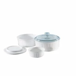 French White 6-Piece Ceramic Bakeware Set by Corningware